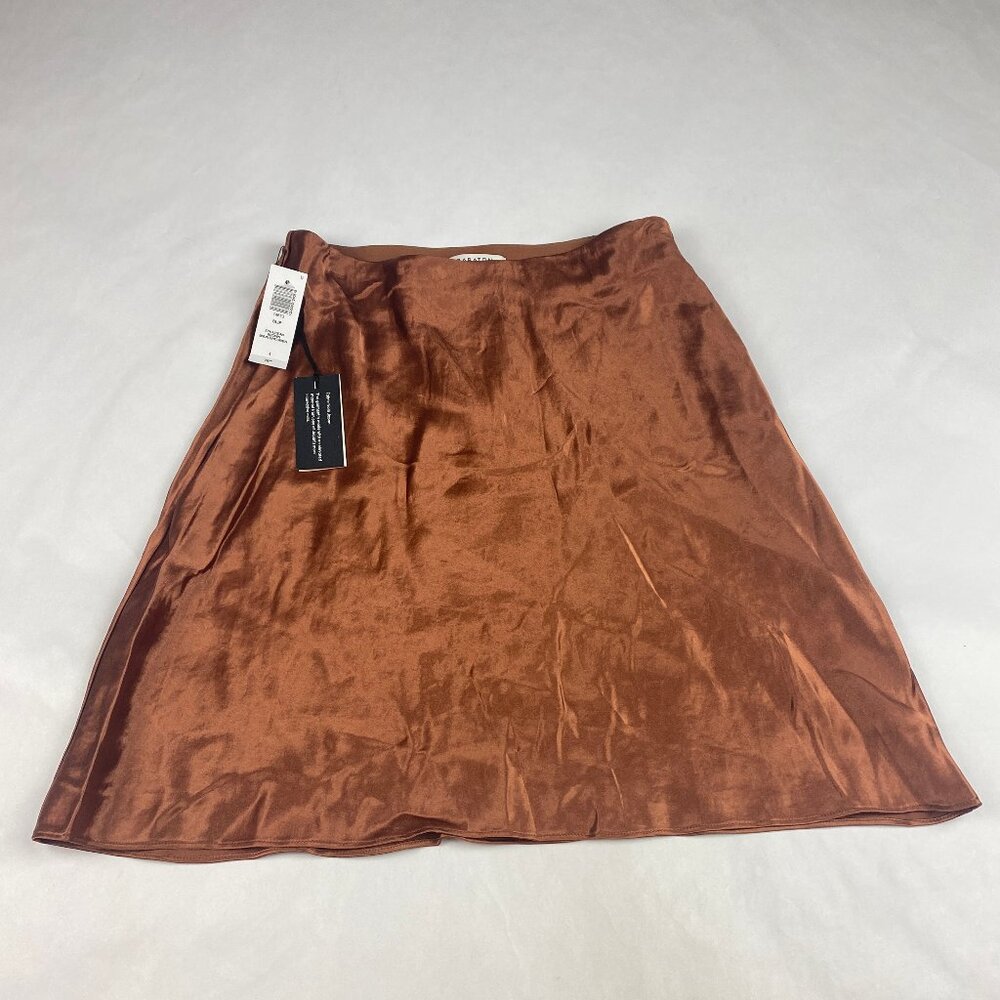NWT Babaton SLip Satin Mini Skirt Women's Size 4 Copper Brown